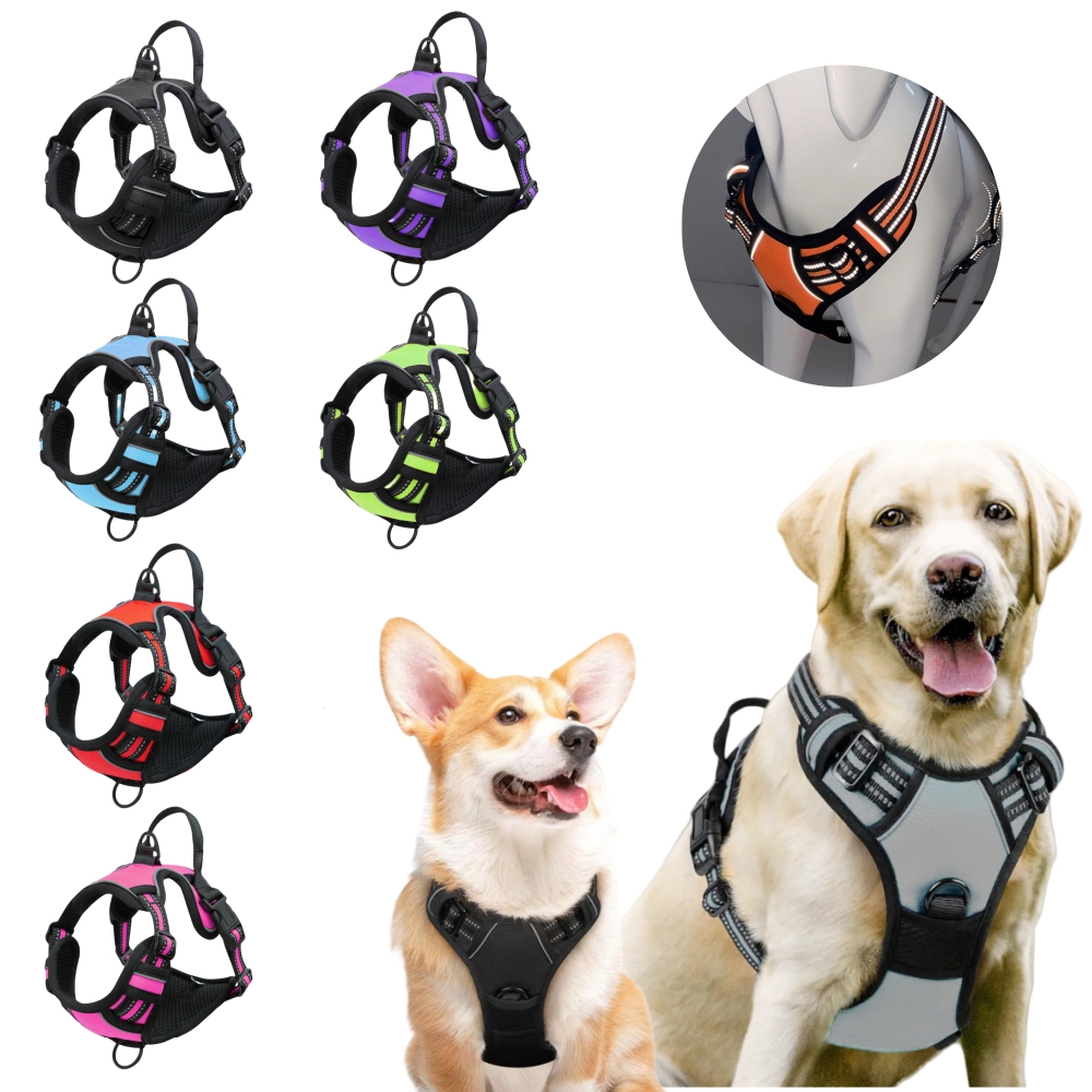 No Pull Dog Harness - Coleira Peitoral Anti-Puxão para Cães Grandes,